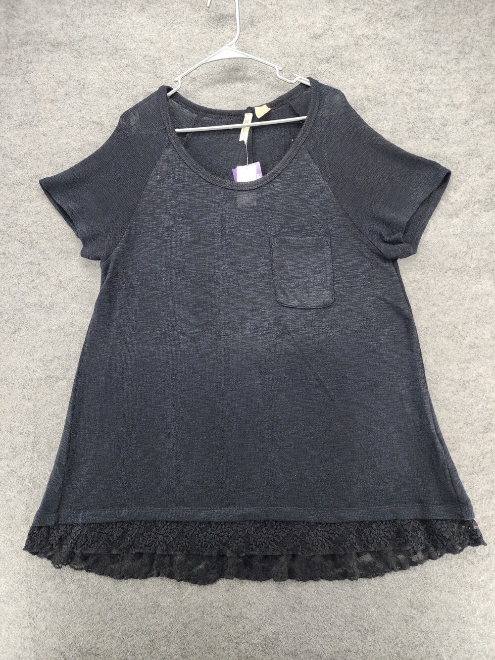 Chenault Blouse Top Womens XXL Short Sleeve Black Knit